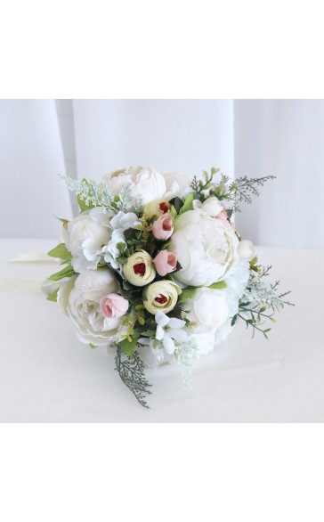 Round Silk Flower Bridesmaid Bouquets -