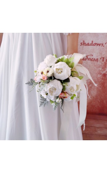 Round Silk Flower Bridesmaid Bouquets -