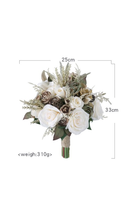 Round Silk Flower Bridal Bouquets -