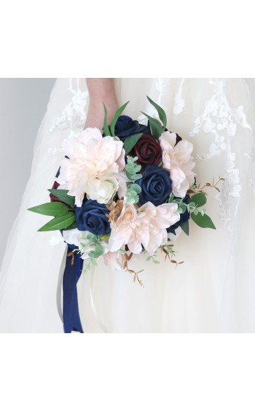 Round Silk Flower Bridal Bouquets -