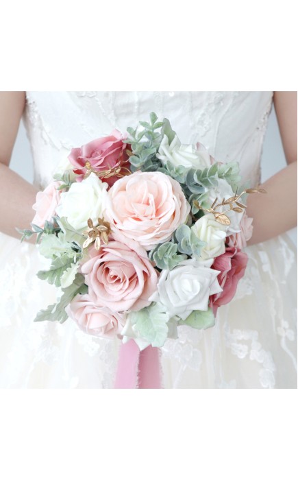 Round Foam/Silk Flower Bridal Bouquets -