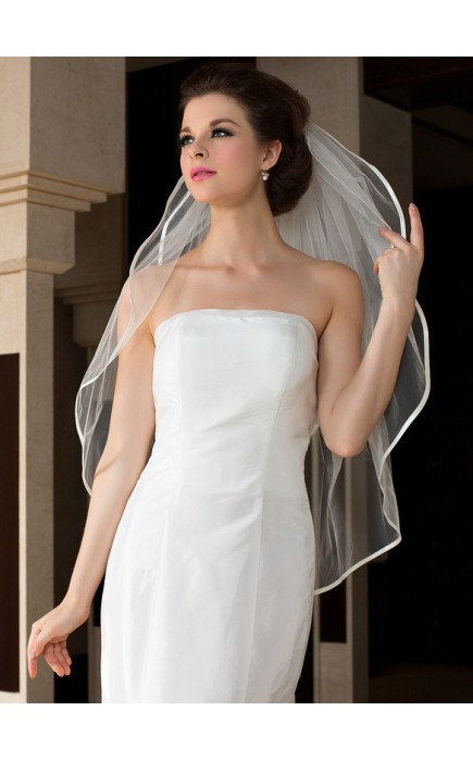 Two-tier Satin Edge Fingertip Bridal Veils