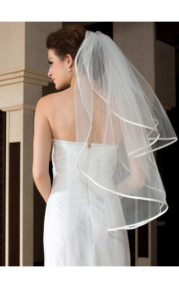 Two-tier Satin Edge Fingertip Bridal Veils