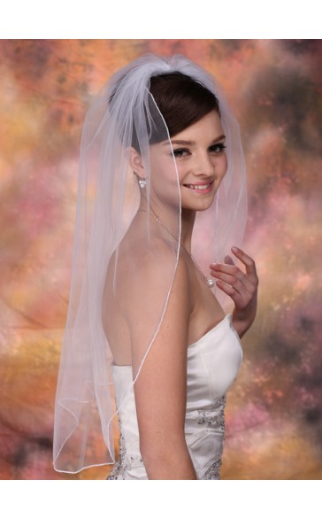 One-tier Elbow Bridal Veils With Pencil Edge