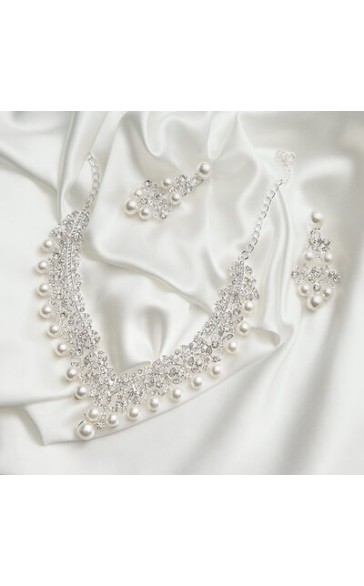 Ladies' Gorgeous Alloy With Irregular Pearl/Rhinestone Jewelry Sets