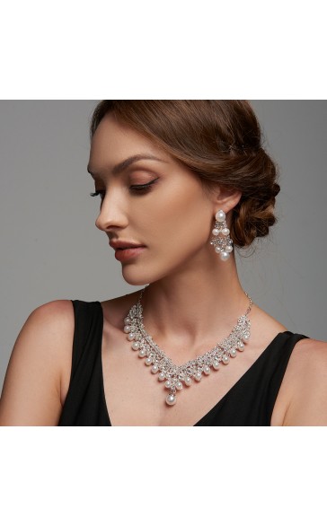 Ladies' Gorgeous Alloy With Irregular Pearl/Rhinestone Jewelry Sets