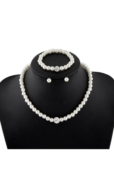 Ladies' Gorgeous Pearl&Imitation pearl With Round Pearl Jewelry Sets